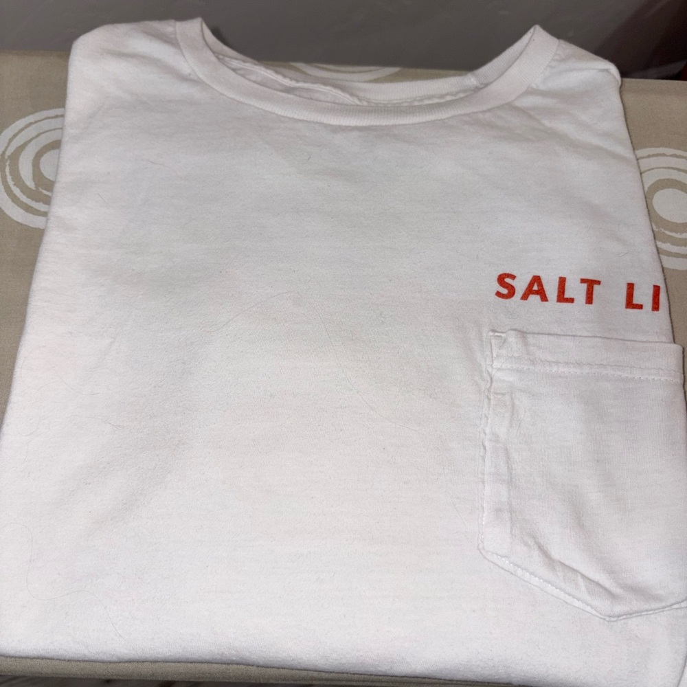 White T-Shirt with Red Text